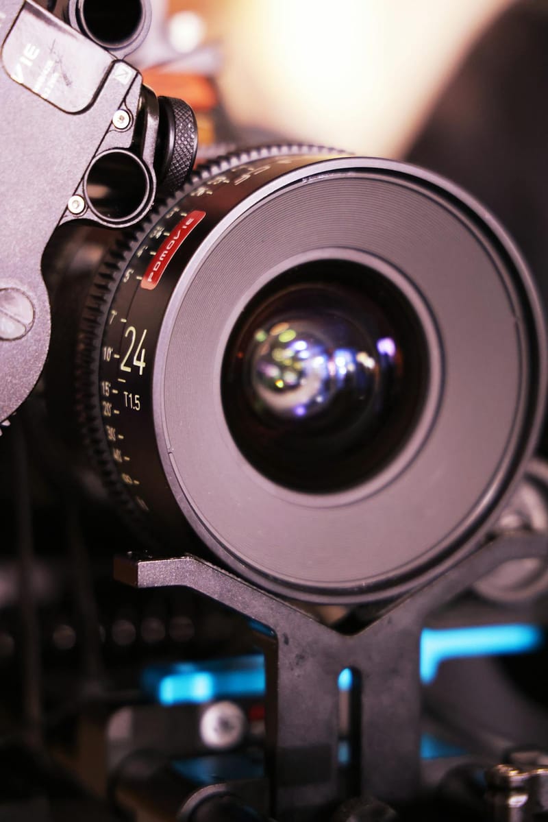 Objectif de cinéma 24mm professionnel, gros plan
