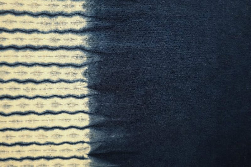 Tissu indigo teinté à la main, motif de vagues traditionnel japonais