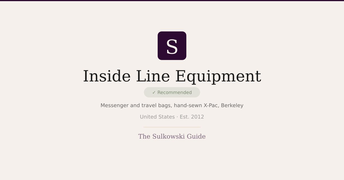 Inside Line's Merced Inside Line Equipment — Messenger and travel bags, hand-sewn X-Pac ...